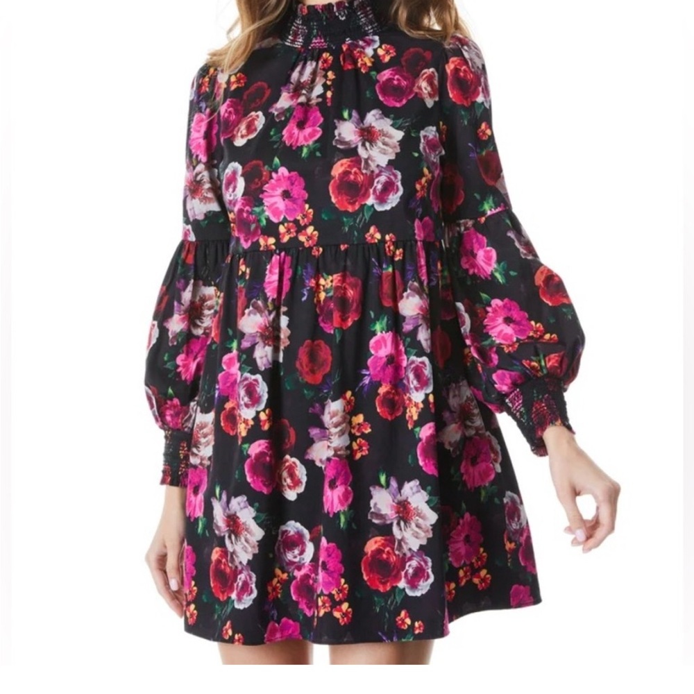 Alice + Olivia Black and Pink Floral Dress